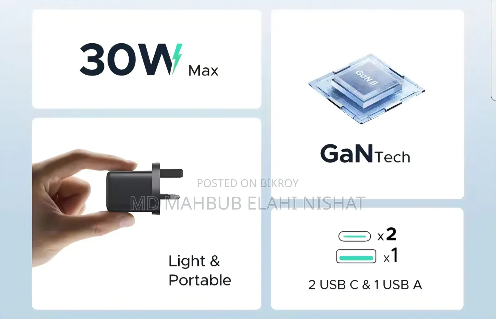 Ugreen 30w Adapter With 3 Port