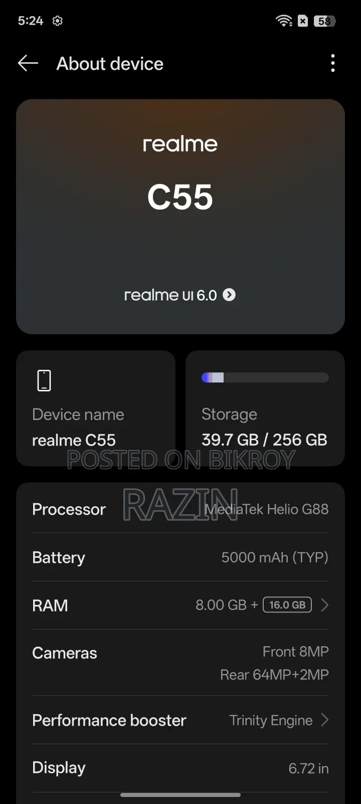 Realme C55 256 GB Blue