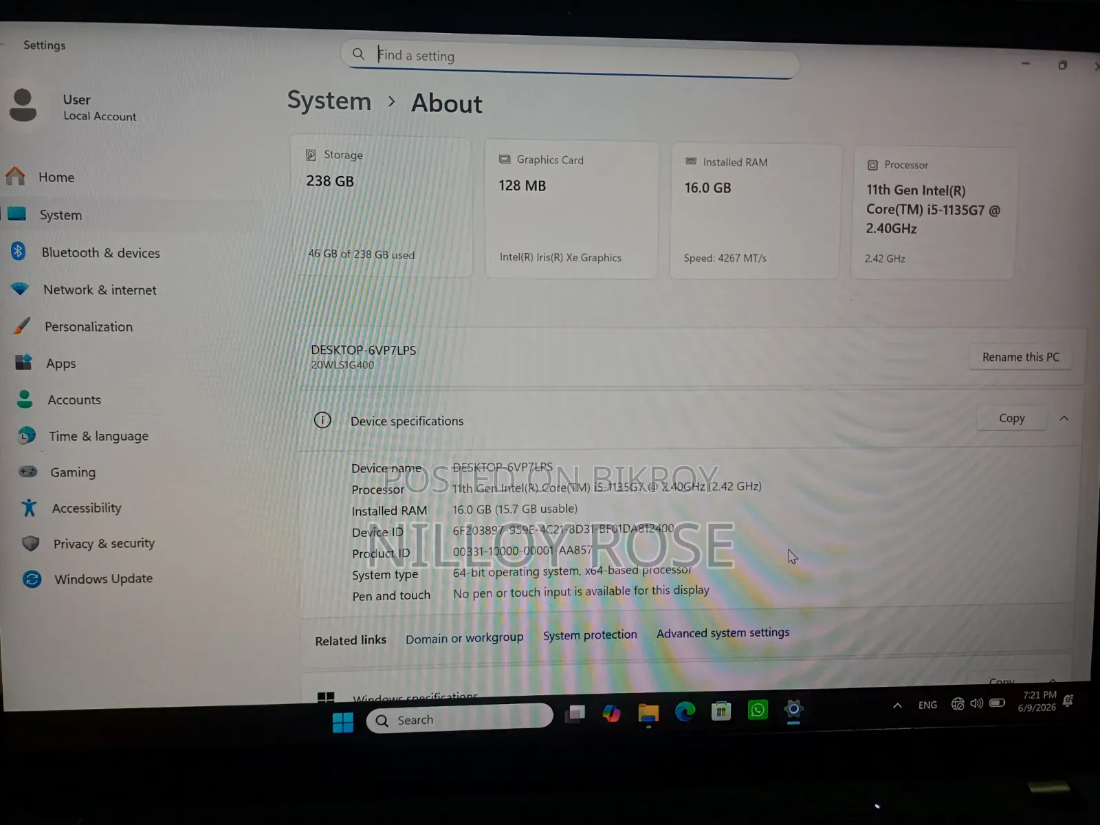 Laptop Lenovo ThinkPad X13 Gen 2 16GB Intel Core I5 SSD 256GB