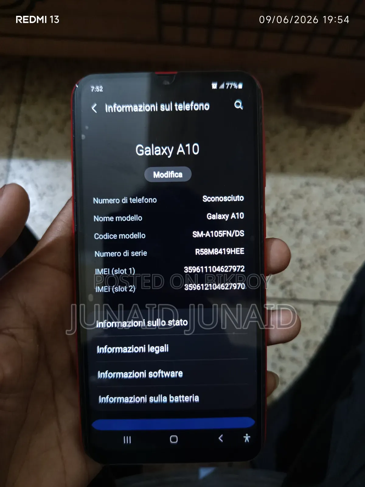 Samsung A10 32 GB Red