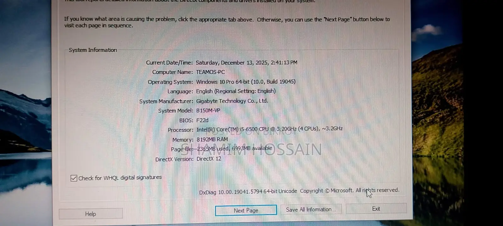Gigabyte GA-H110MSTX-HD3-ZK 8GB Intel Core I5 SSD 500GB