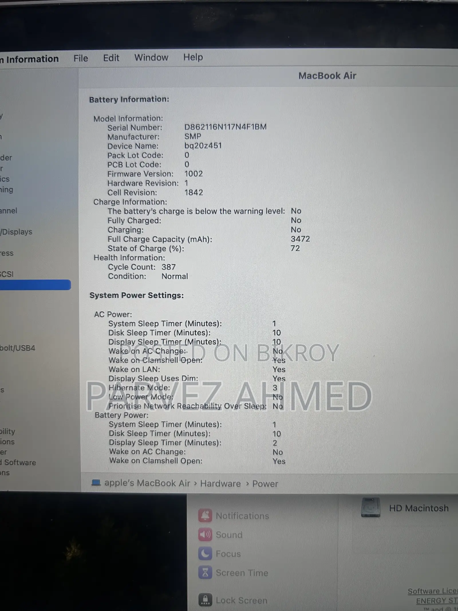 Laptop Apple MacBook Air 2020 8GB Intel Core i3 SSD 256GB