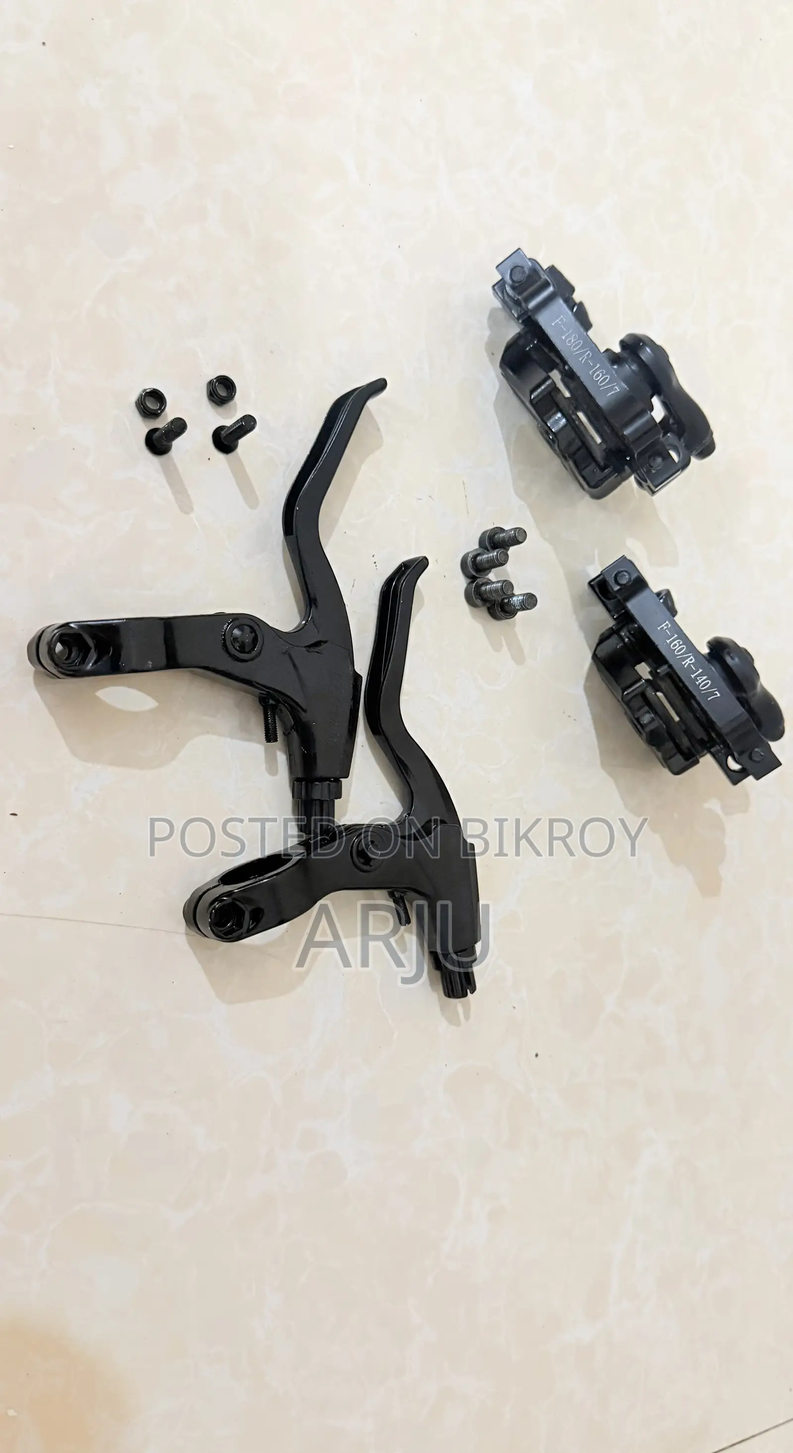 Brake Lever and Disc Brake Caliper and Mounting Bolts Nuts