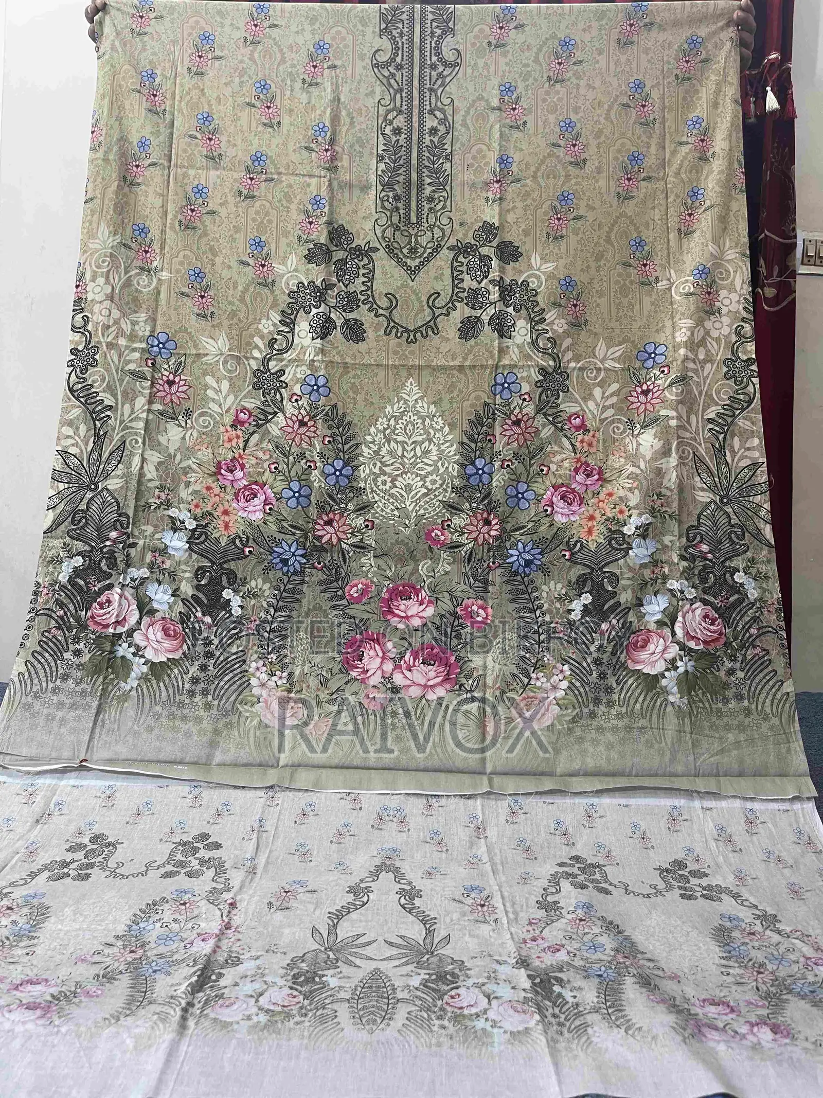 Zamzam Luxury Lawn 3 Piece Olive Green Unstitched 100% Cotton