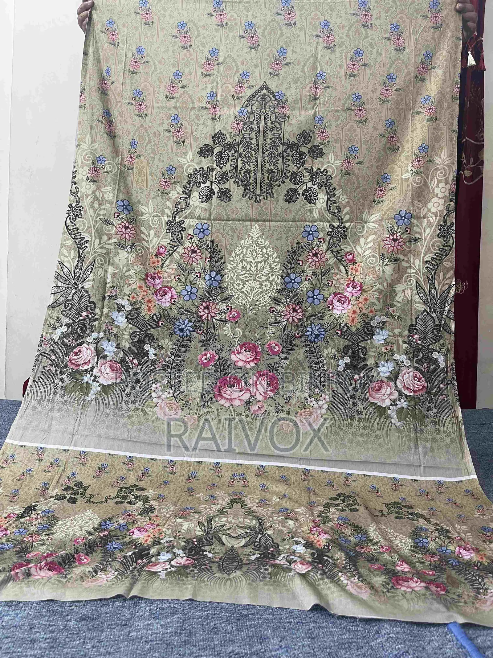 Zamzam Luxury Lawn 3 Piece Olive Green Unstitched 100% Cotton