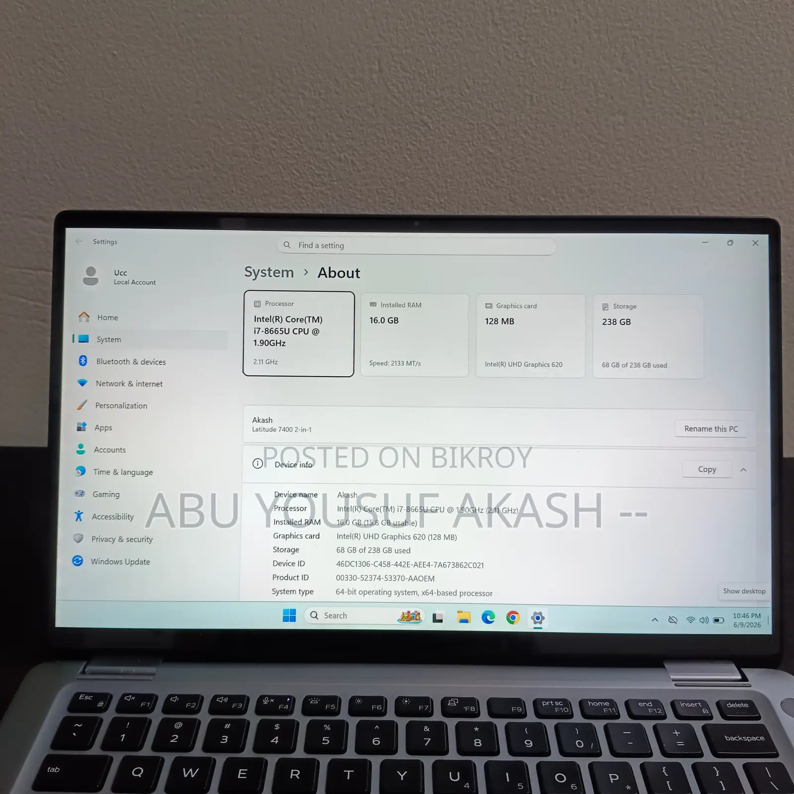 Laptop Dell Latitude 7400 16GB Intel Core i7 SSD 256GB