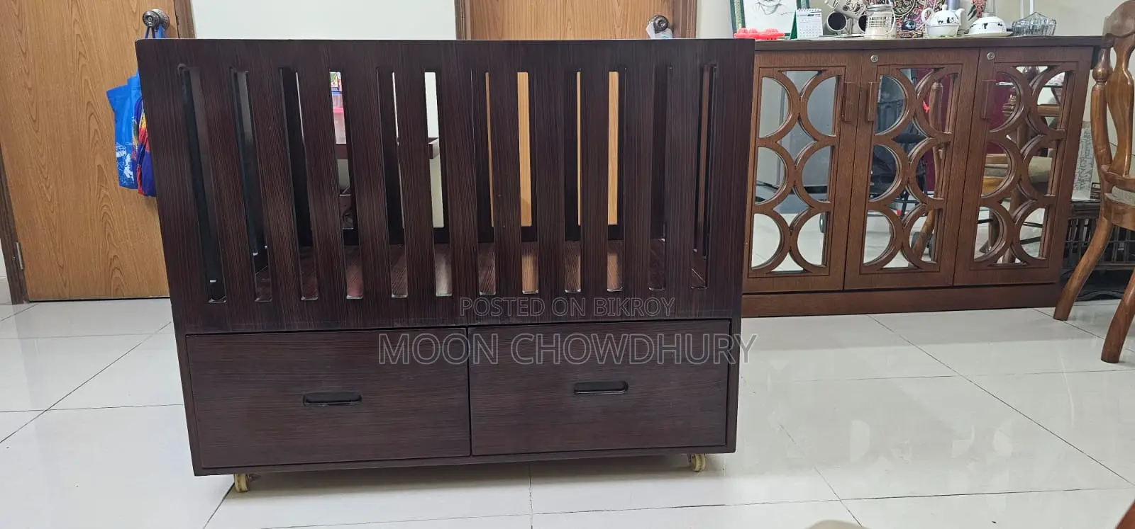MDF Baby Cot/Crib With Mattress