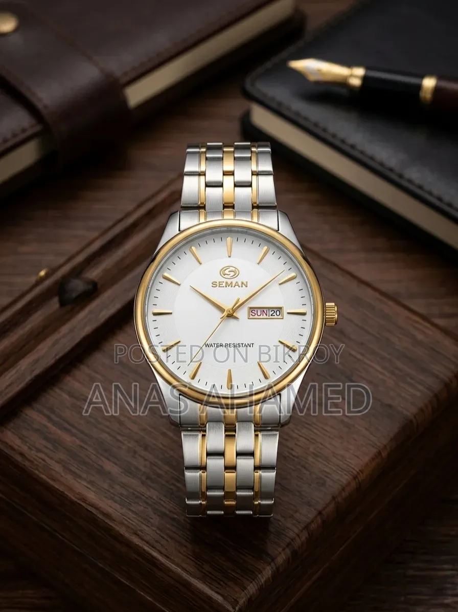 Premium Seman Dual-tone Analog Watch (Day & Date)-excellent Condition