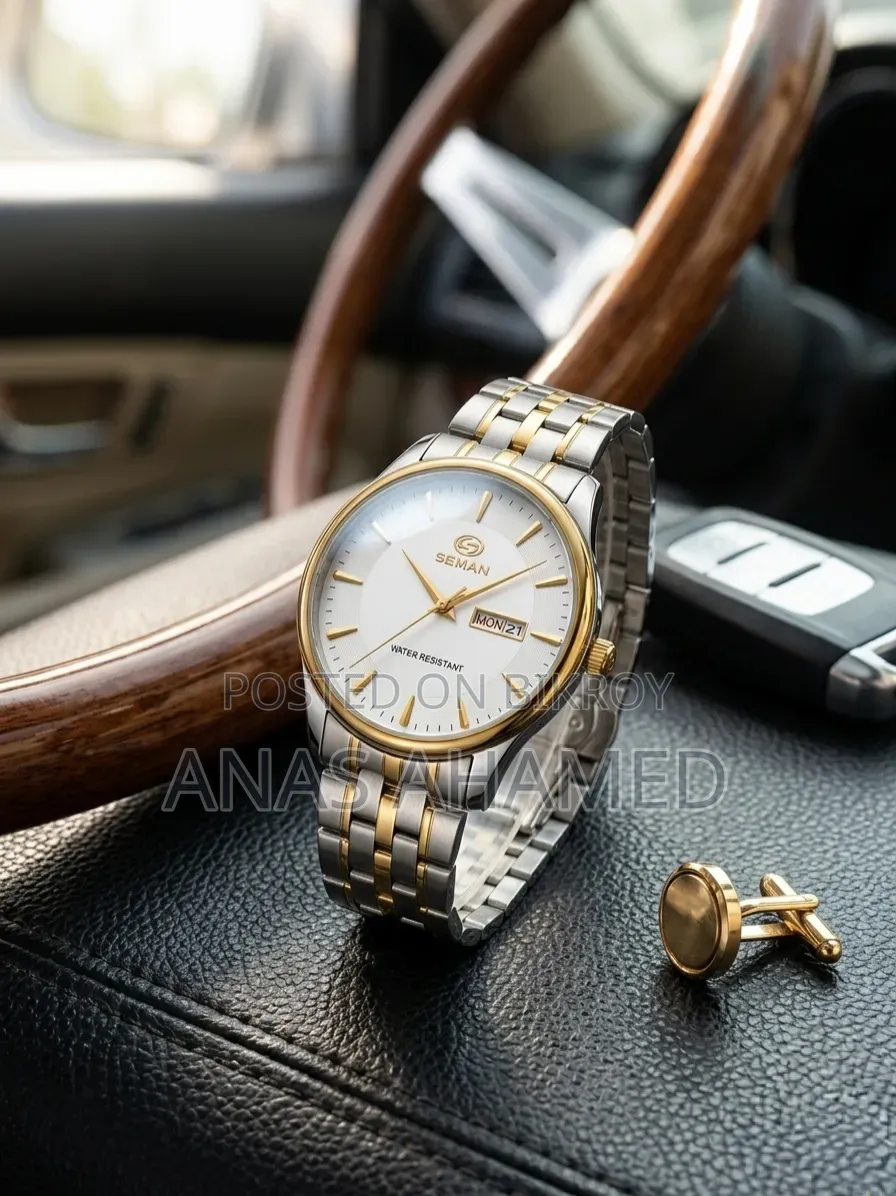 Premium Seman Dual-tone Analog Watch (Day & Date)-excellent Condition