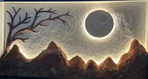 Moonlight Mountain LED Wall Art (Handmade Texture Art)