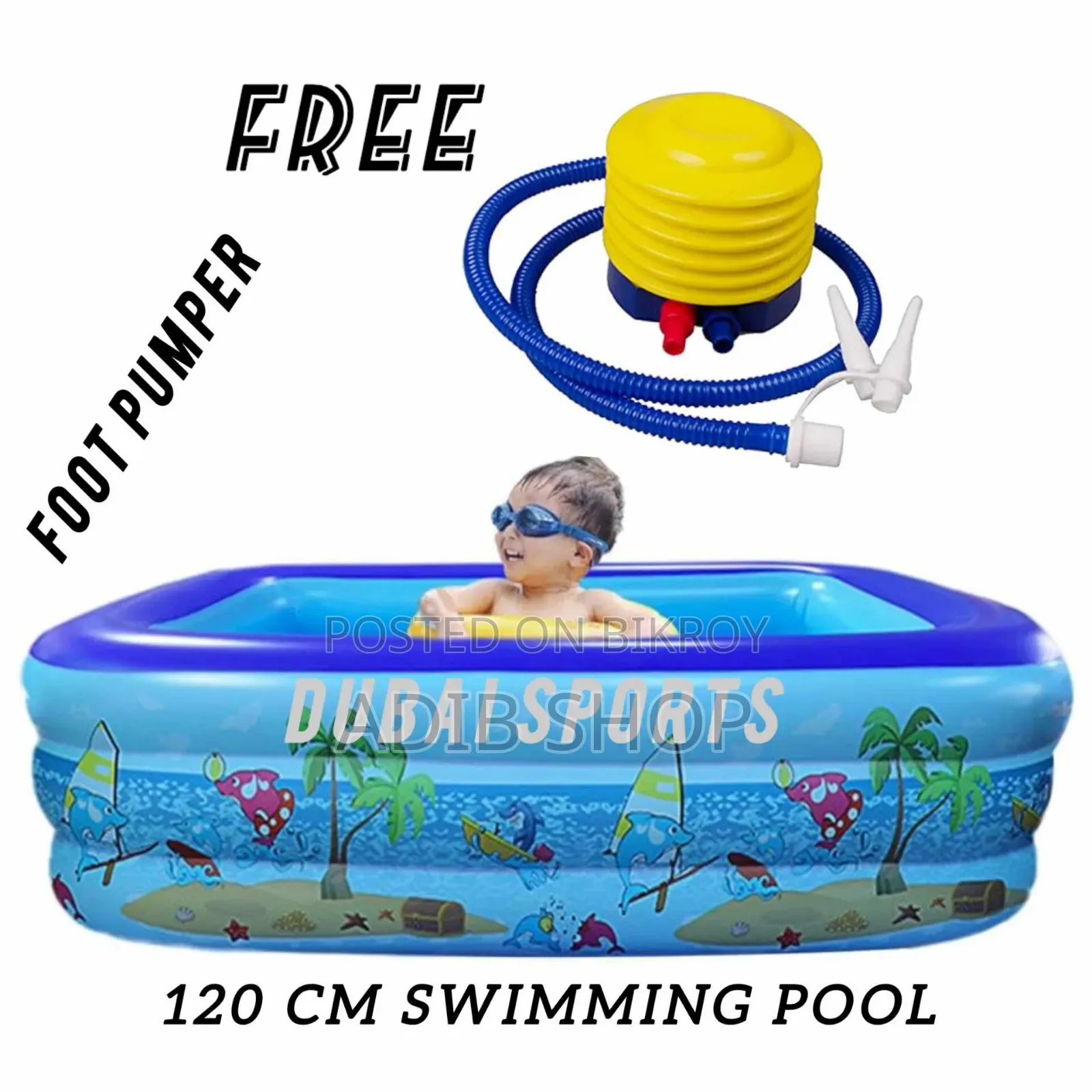 120 Cm Inflatable Swimming Pool + Air Pumper