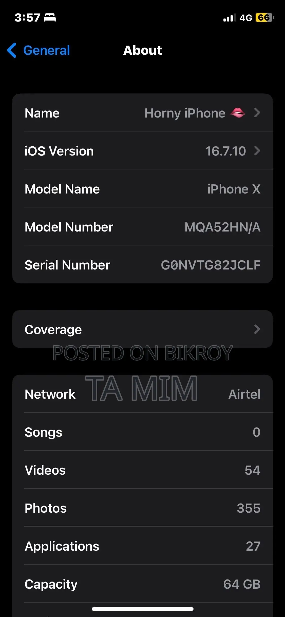 অ্যাপল আইফোন এক্স ৬৪ জিবি ব্ল্যাক