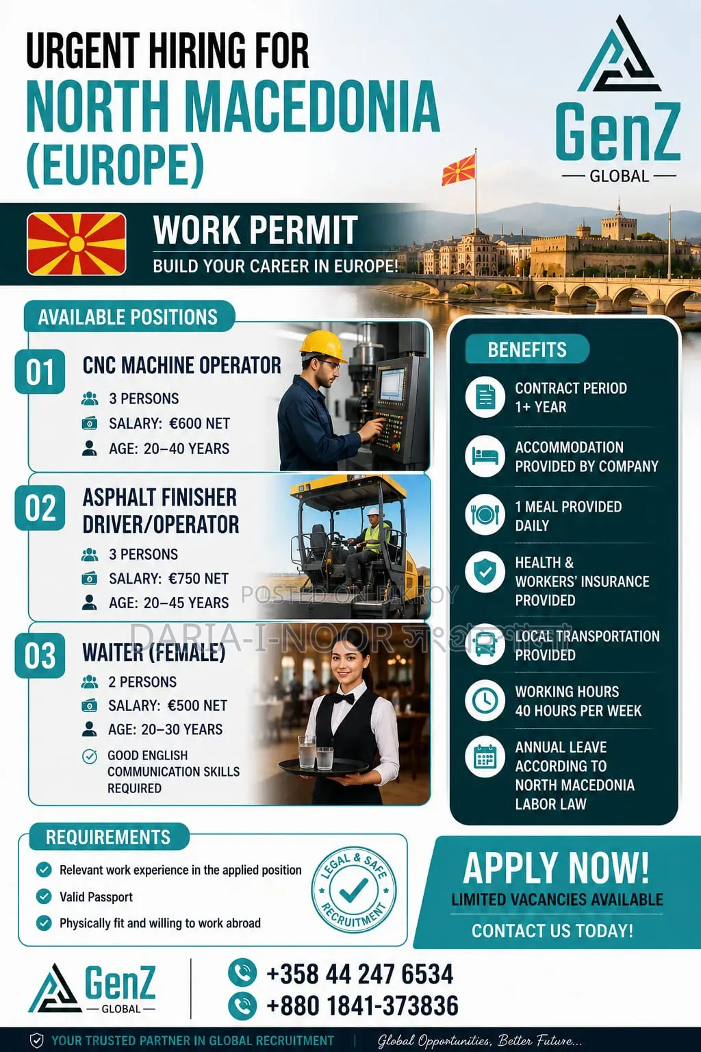 Europe Work Permit: North Macedonia! With Handsome Salary