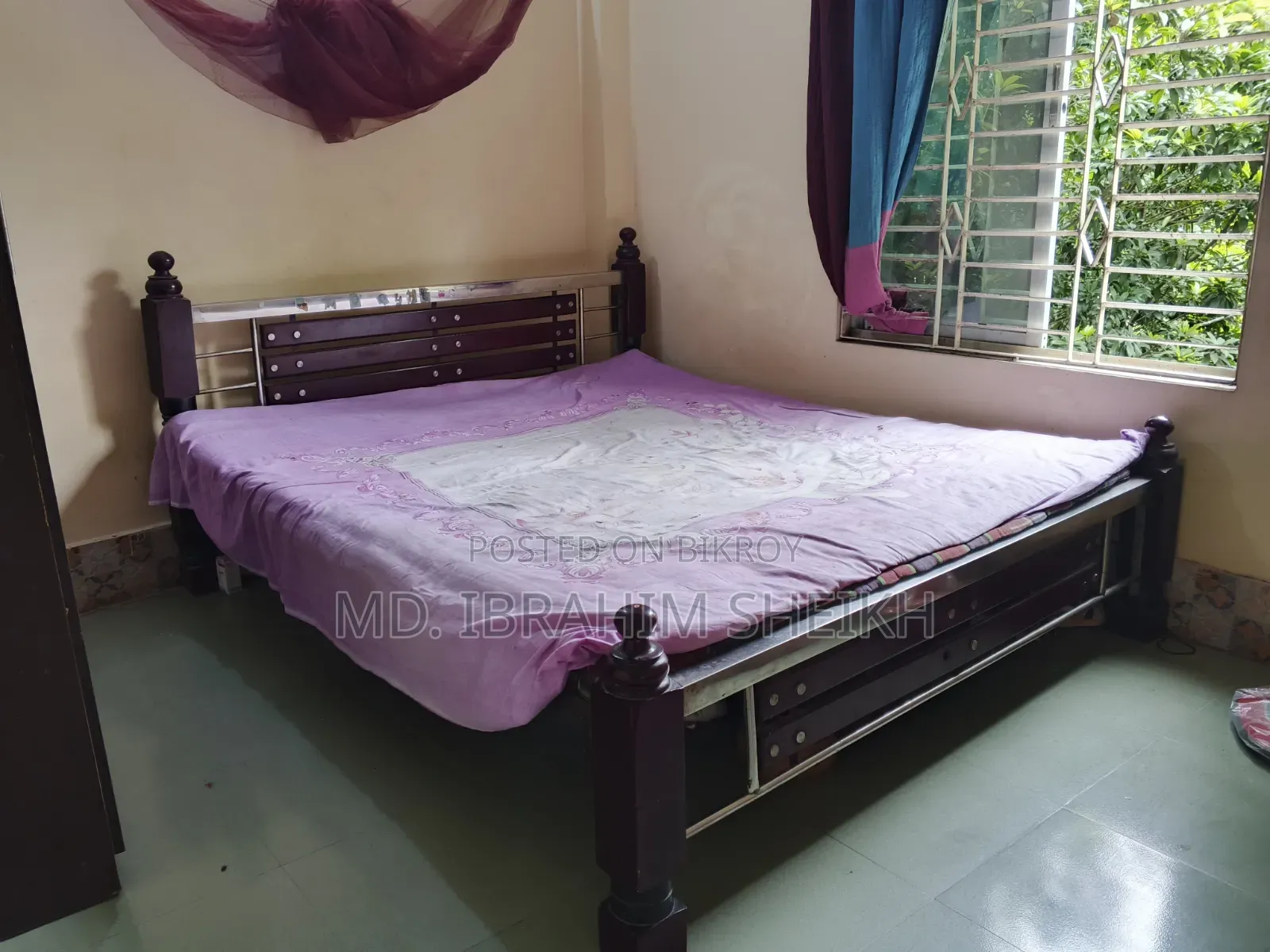 Bed with mattress and quilt for sale
