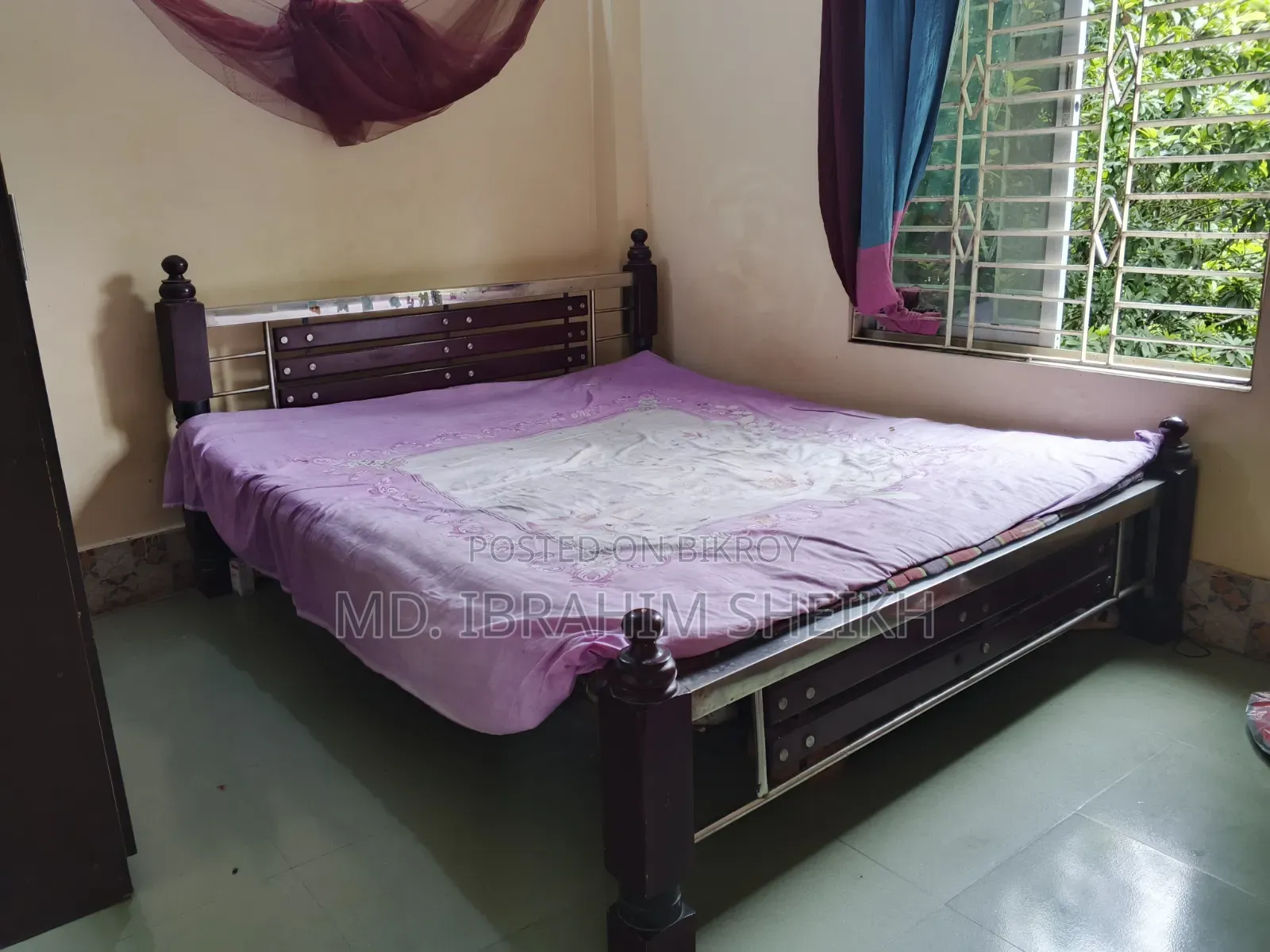 Bed with mattress and quilt for sale