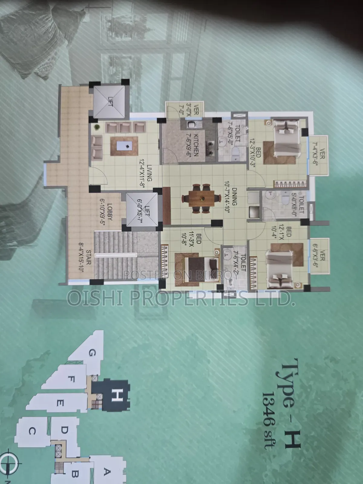 3-bedroom Apartment in Fazlul Karim Palace, Malibag for sale