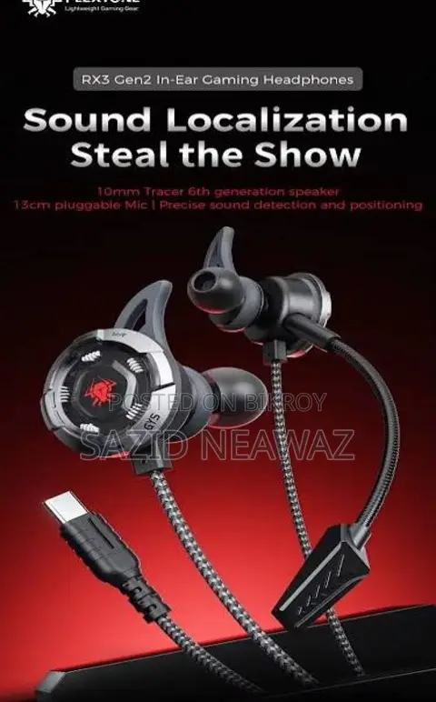 Rx3 Gen2. Gaming Earphone. Metal Wired