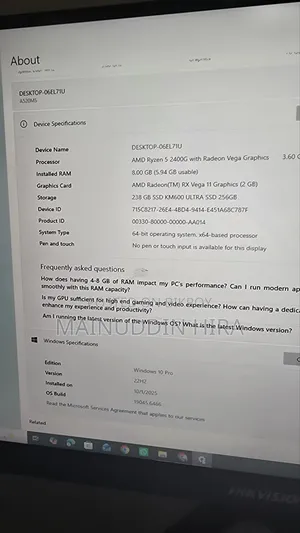 Desktop Computer 8GB AMD Ryzen 5 SSD 256GB