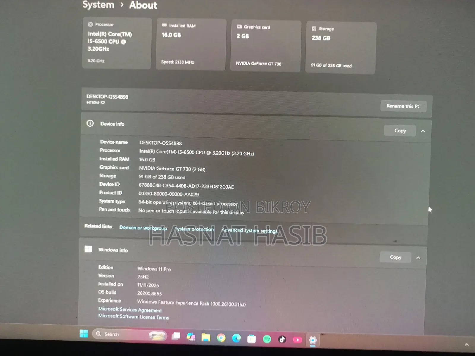 ডেস্কটপ কম্পিউটার Gigabyte GB-BACE-3000 16GB Intel Core I5 SSD 256GB