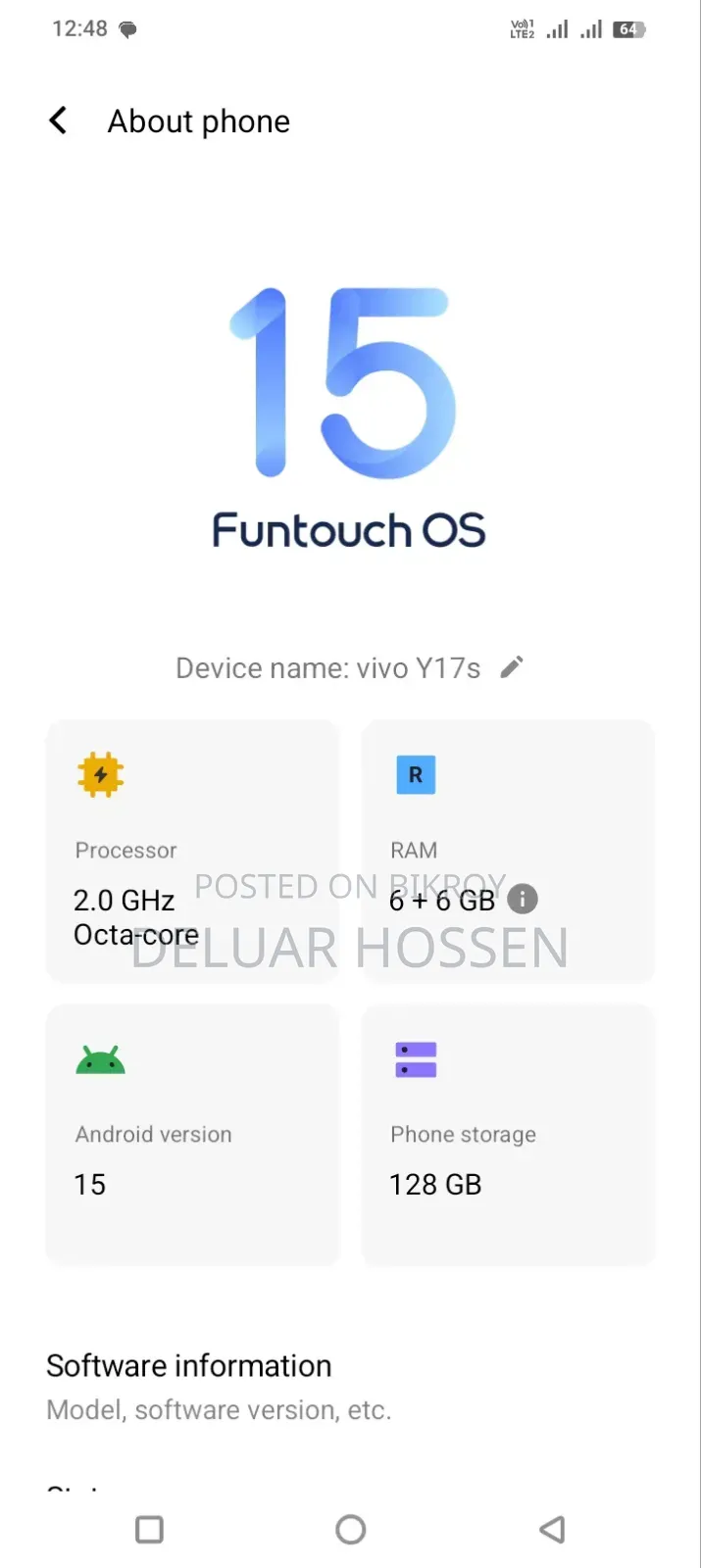 Vivo Y17s 128 GB Black