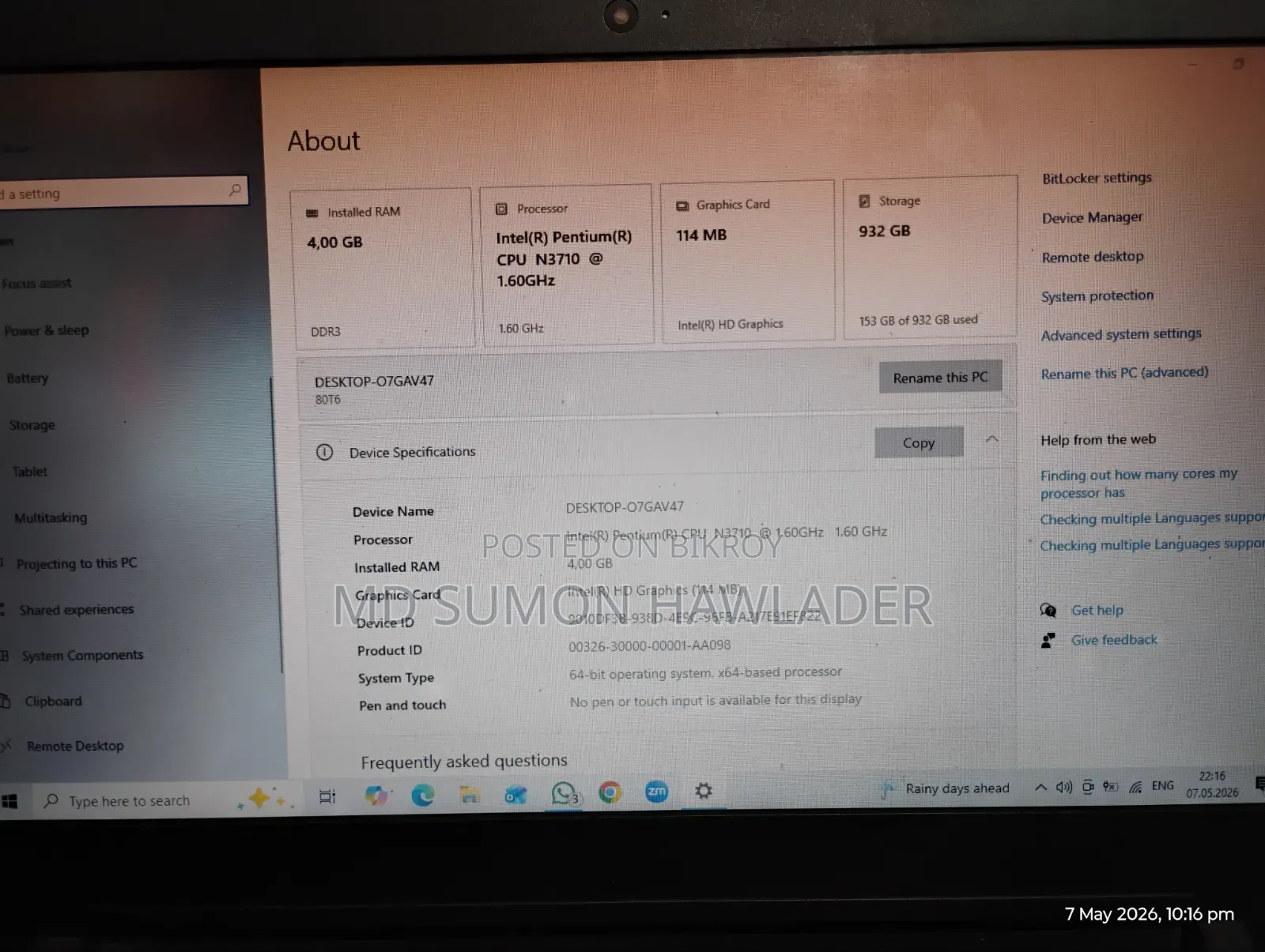Laptop Lenovo IdeaPad 110 4GB Intel Pentium HDD 1T