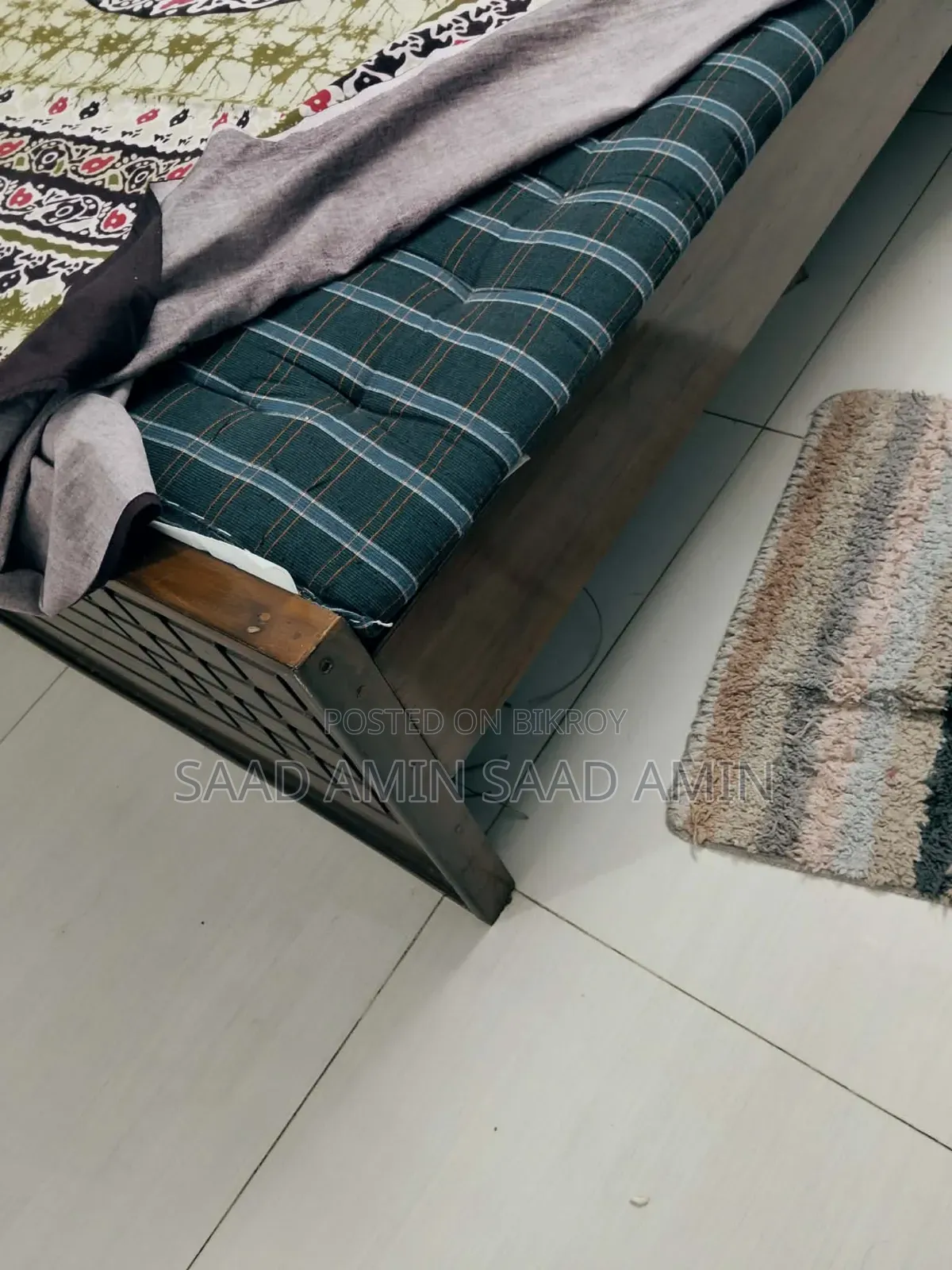 Series wood bed with mattress 5 feet wide 7 feet long