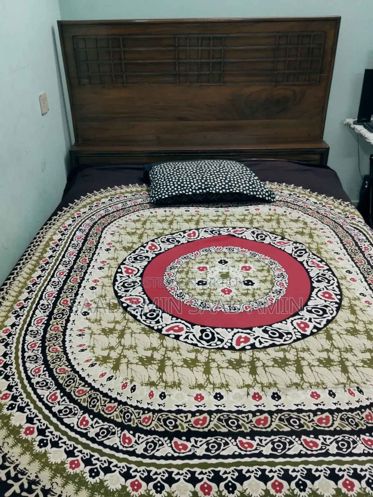 Series wood bed with mattress 5 feet wide 7 feet long
