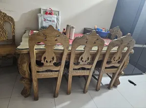 Original Teak Wood 6-Chair Dining Table for Sale.
