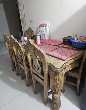 Original Teak Wood 6-Chair Dining Table for Sale.
