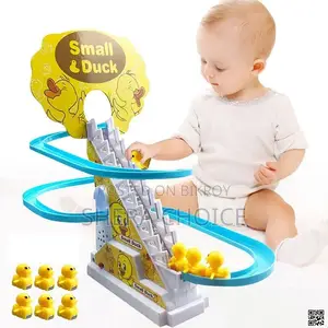 Happy Duck Race Toy, Electric Slide Track Toy Game with Small Ducks