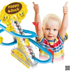 Happy Duck Race Toy, Electric Slide Track Toy Game with Small Ducks
