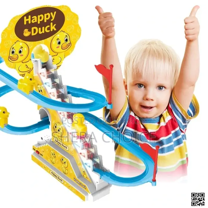 Happy Duck Race Toy, Electric Slide Track Toy Game with Small Ducks