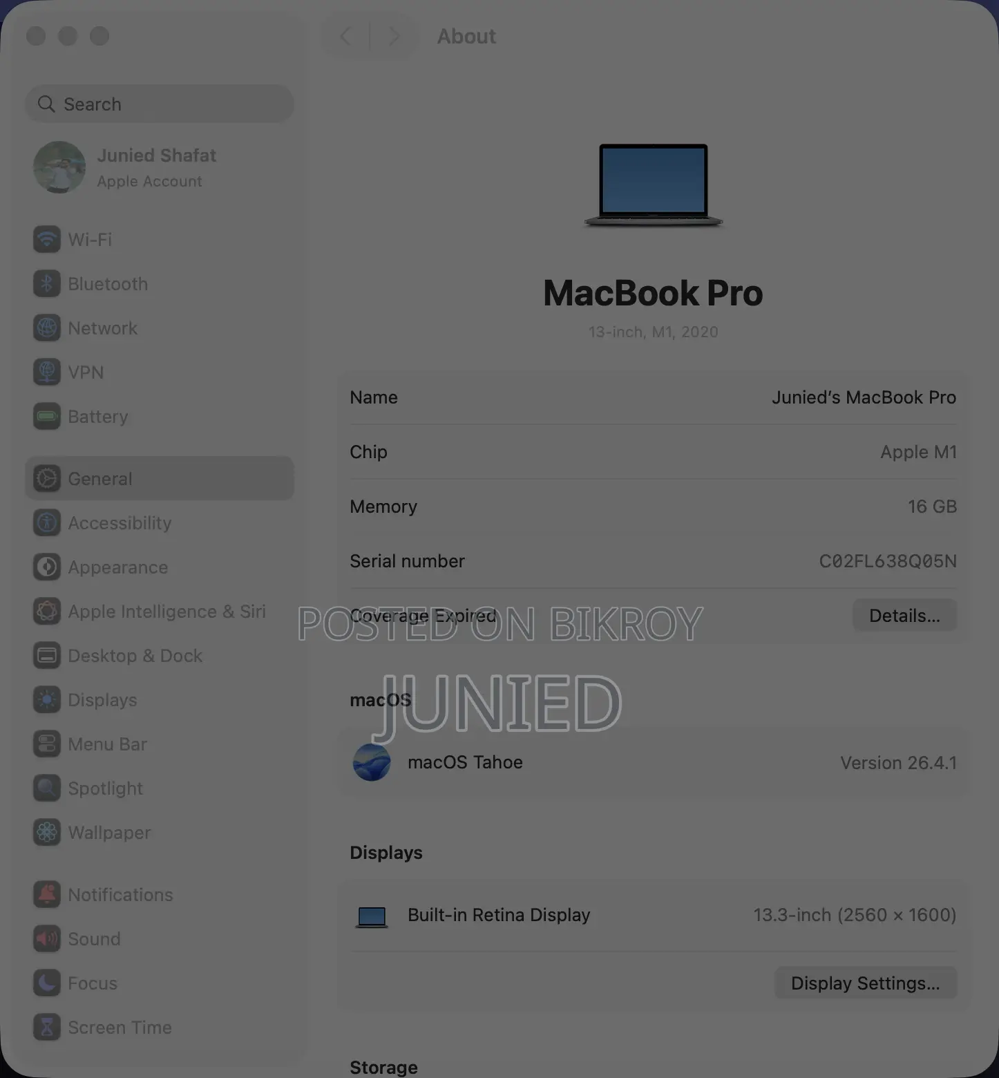 Laptop Apple MacBook Pro 2020 M1 16GB Apple M1 SSD 256GB