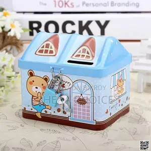 Creative Metal Piggy Bank Money Box, Cute Bear House Bank
