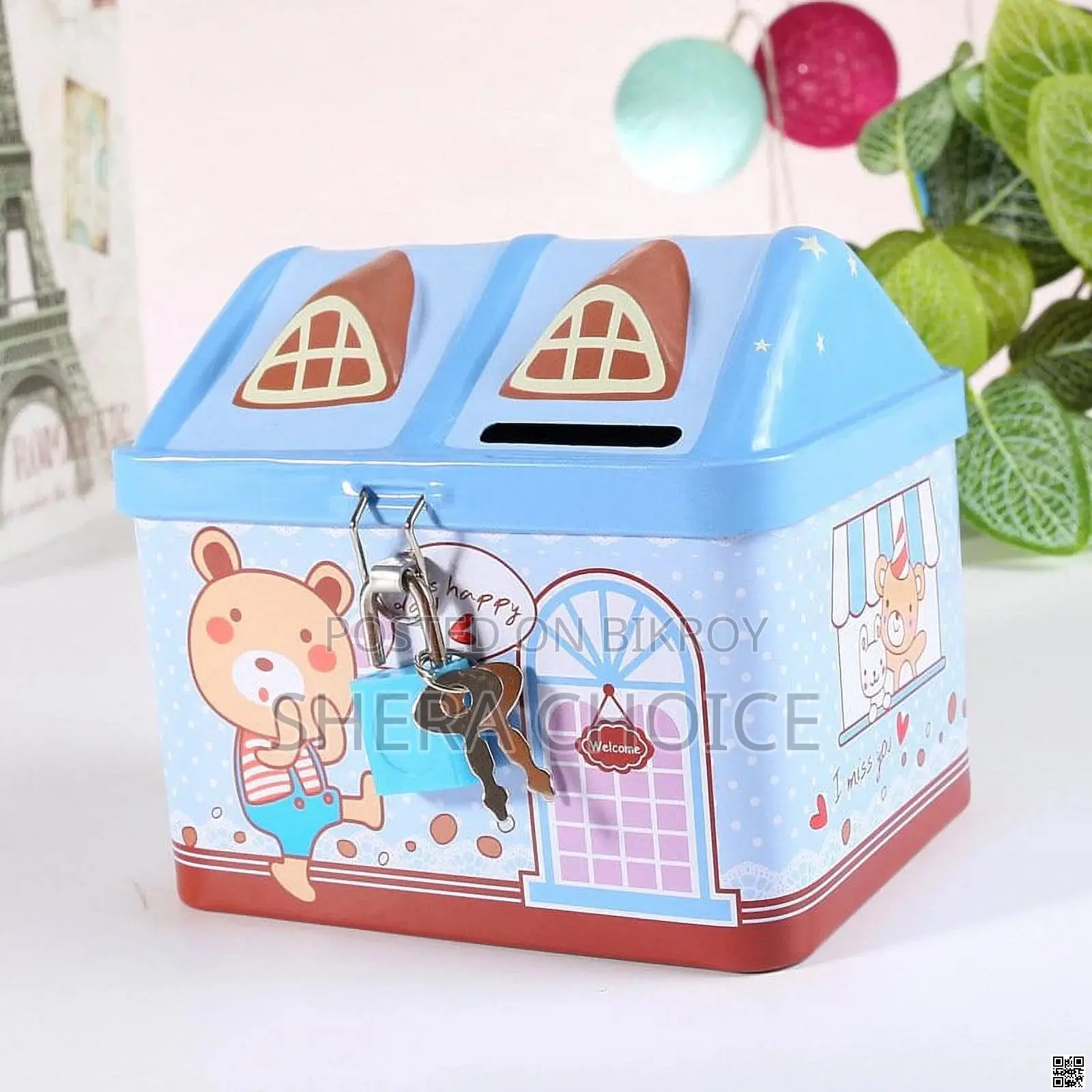 Creative Metal Piggy Bank Money Box, Cute Bear House Bank