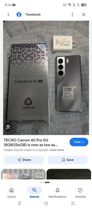 New Tecno Camon 40 256 GB Black