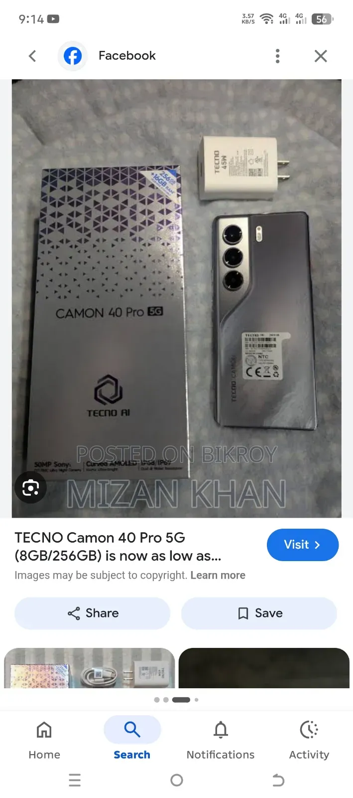 New Tecno Camon 40 256 GB Black