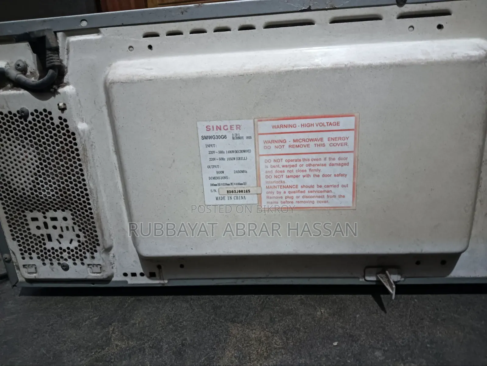 Singer Microwave Oven Medium Condition, But Fully Working