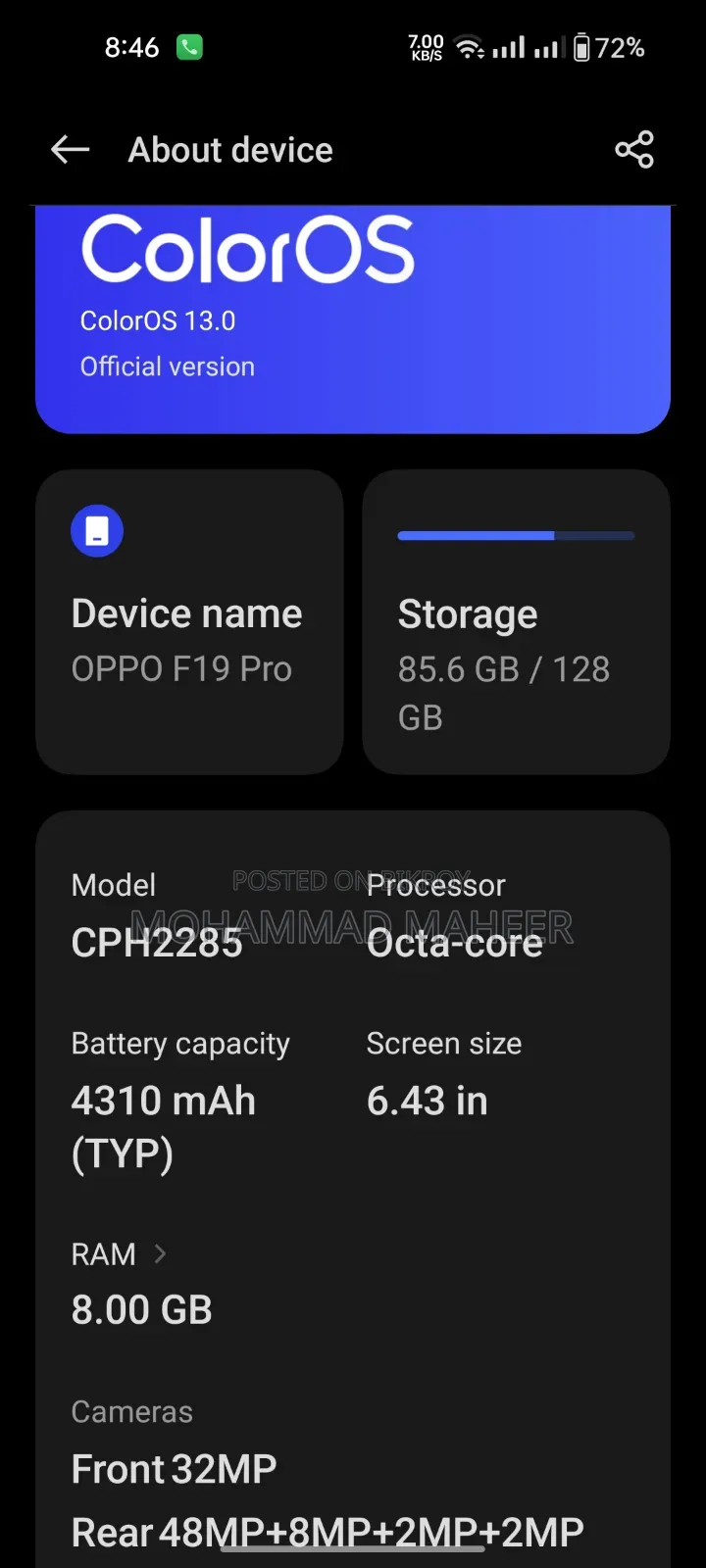 Oppo F19 Pro 128 GB Silver