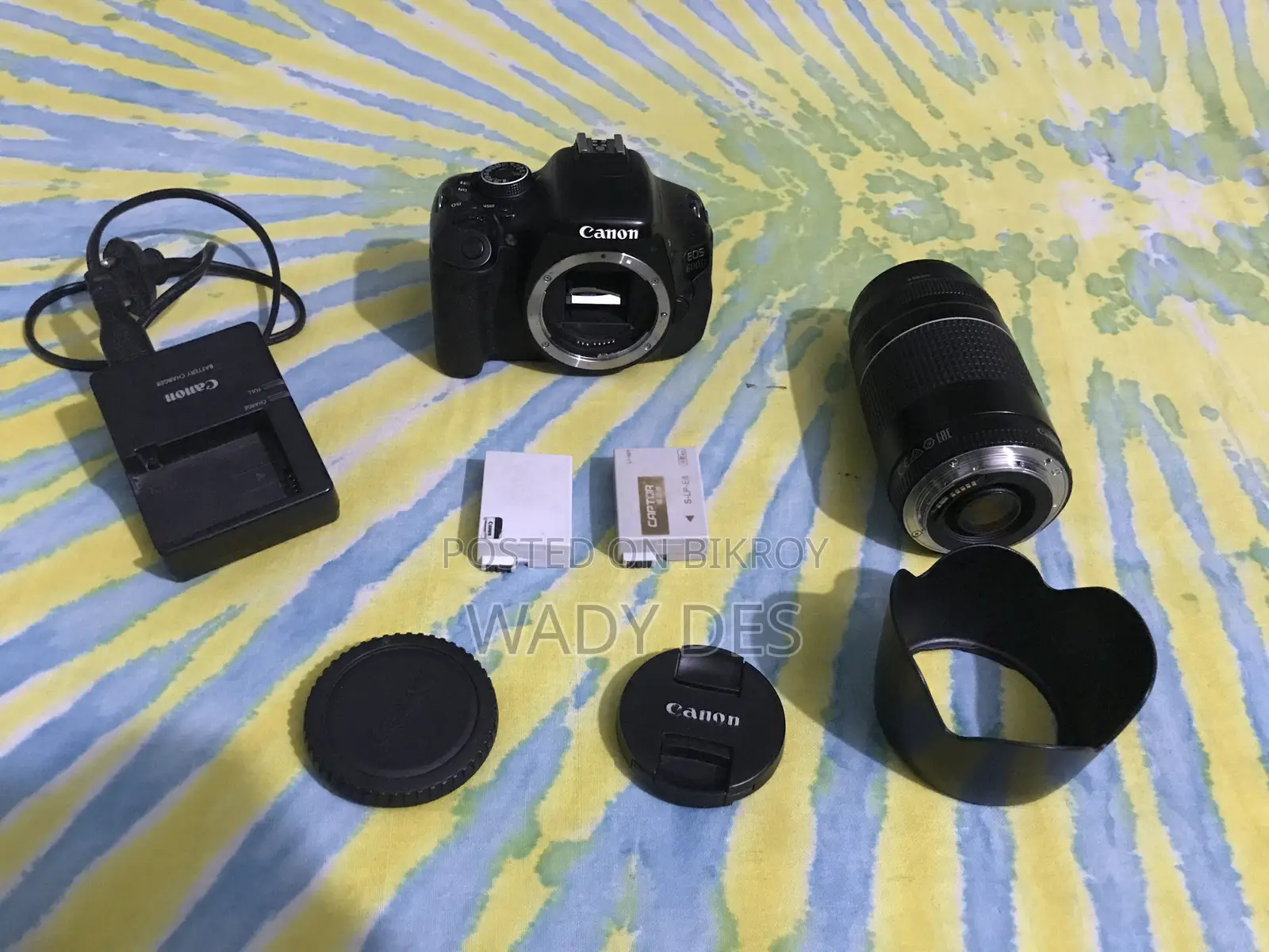 Canon 600d + Canon 75-300mm Zoom Lens.