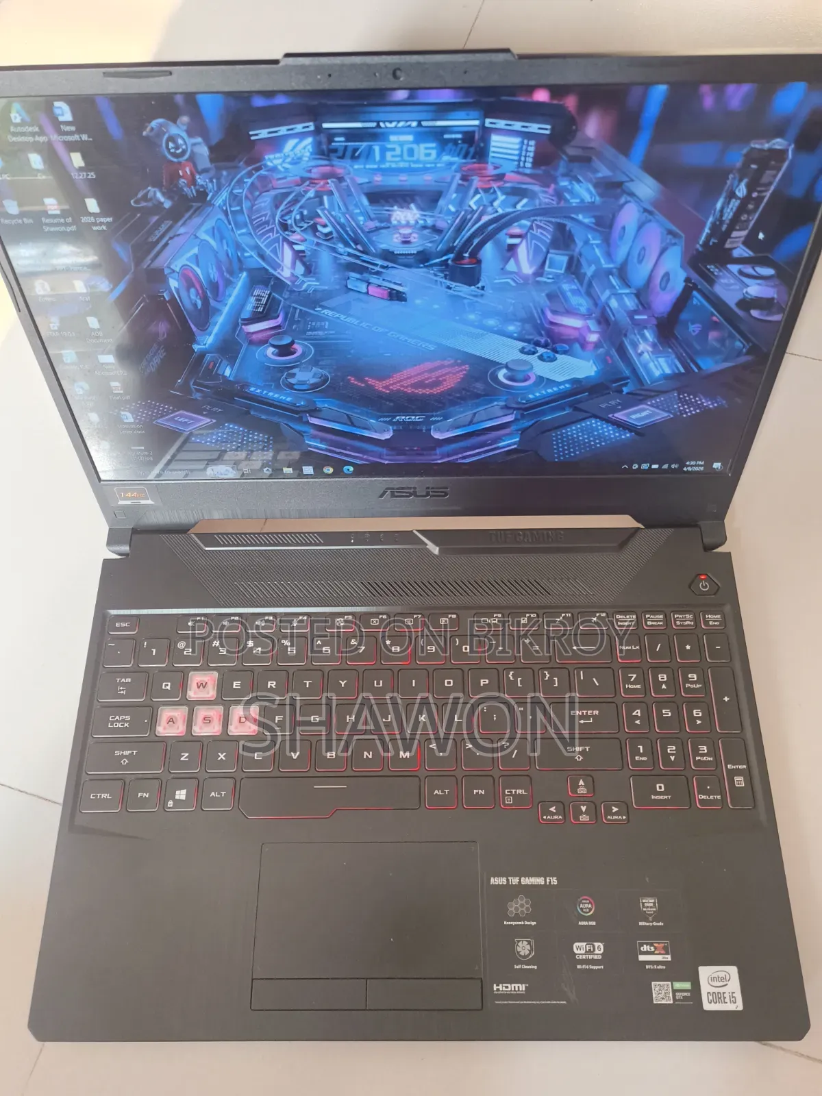Laptop Asus TUF Dash F15 8GB Intel SSD 512GB