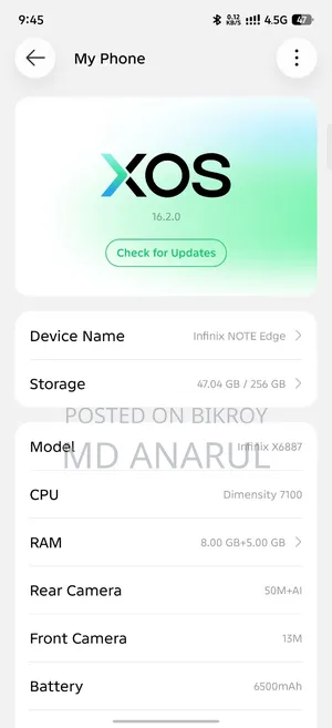 New Infinix Note Edge 256 GB Rose Gold
