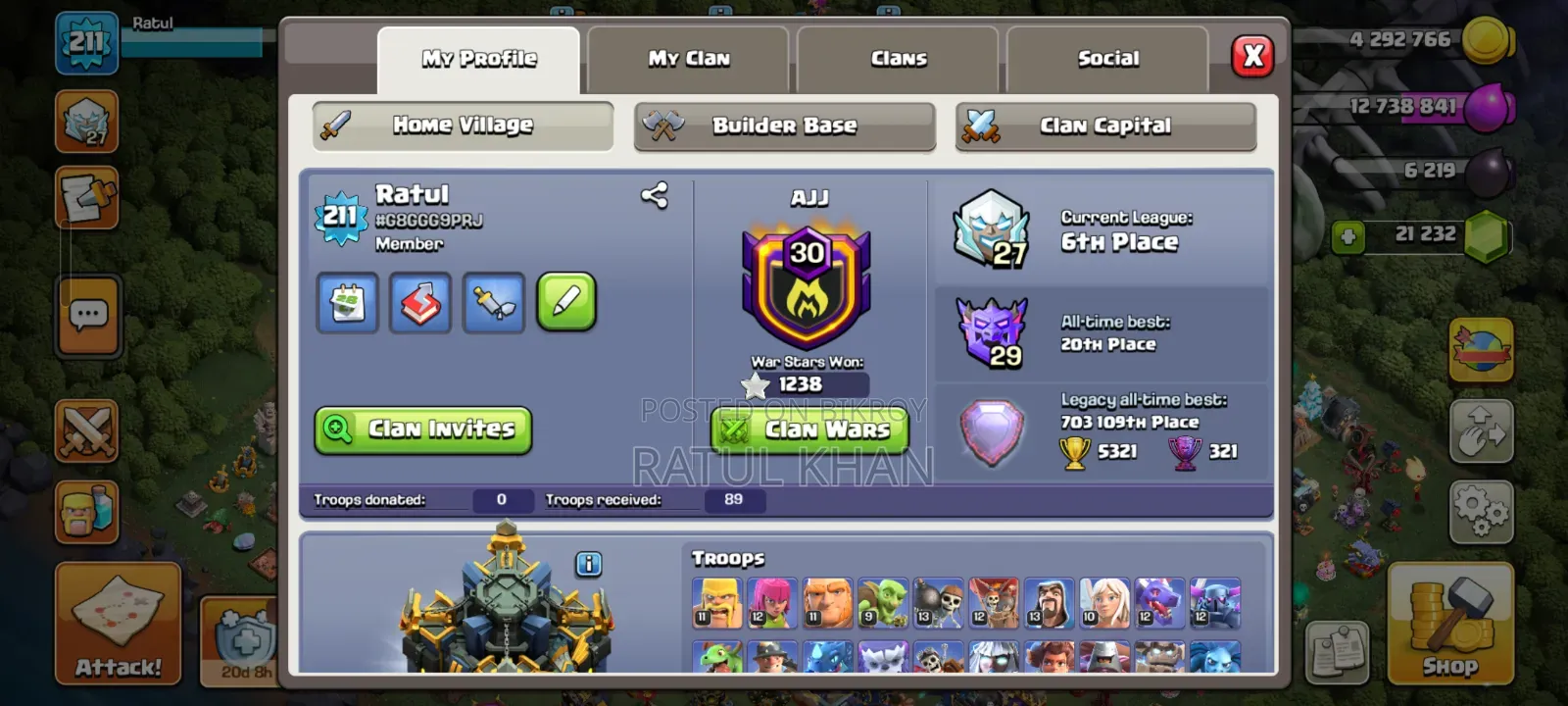 Clash of Clans আইডি বিক্রয়ের জন্য