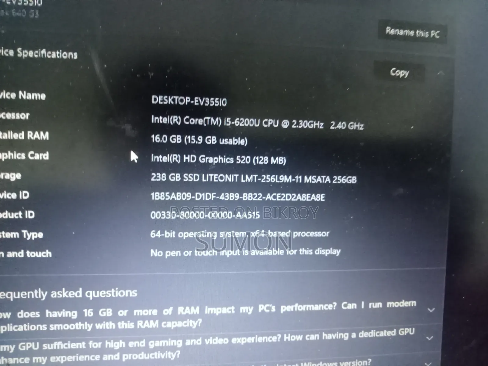 Laptop HP EliteBook 840 G3 16GB Intel Core i5 SSD 256GB