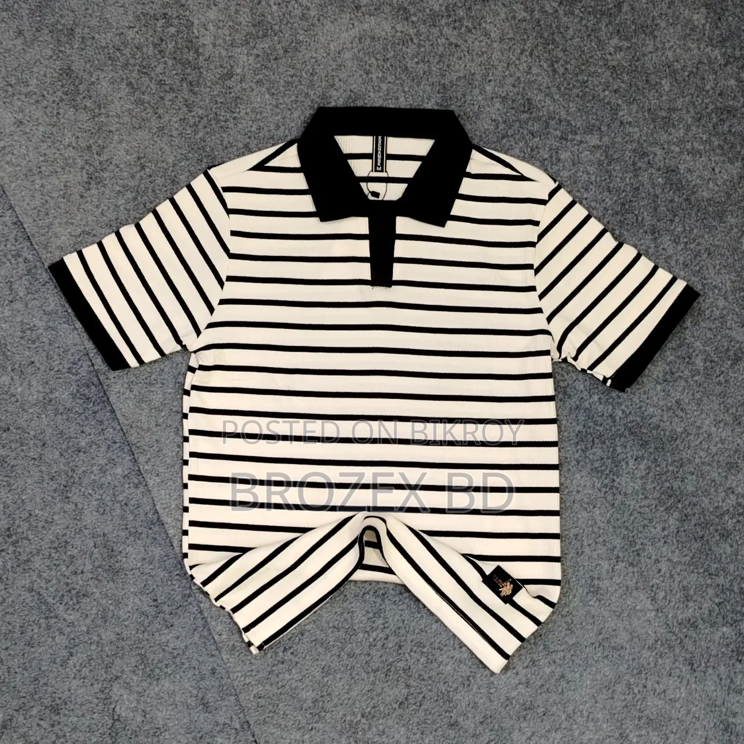 Men's Premium Cotton Striped Polo T-Shirt