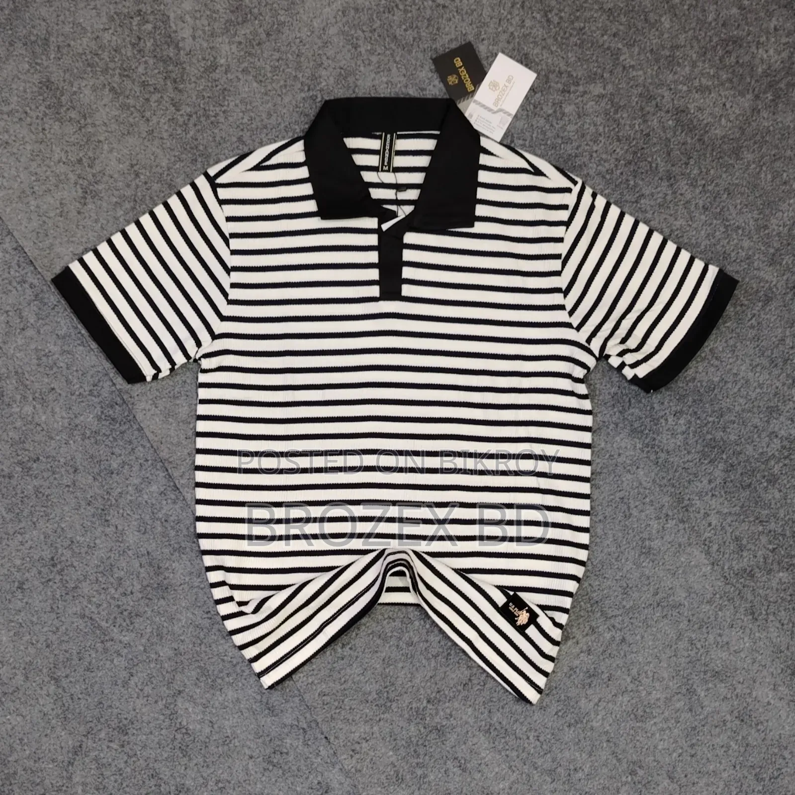 Men's Premium Cotton Striped Polo T-Shirt