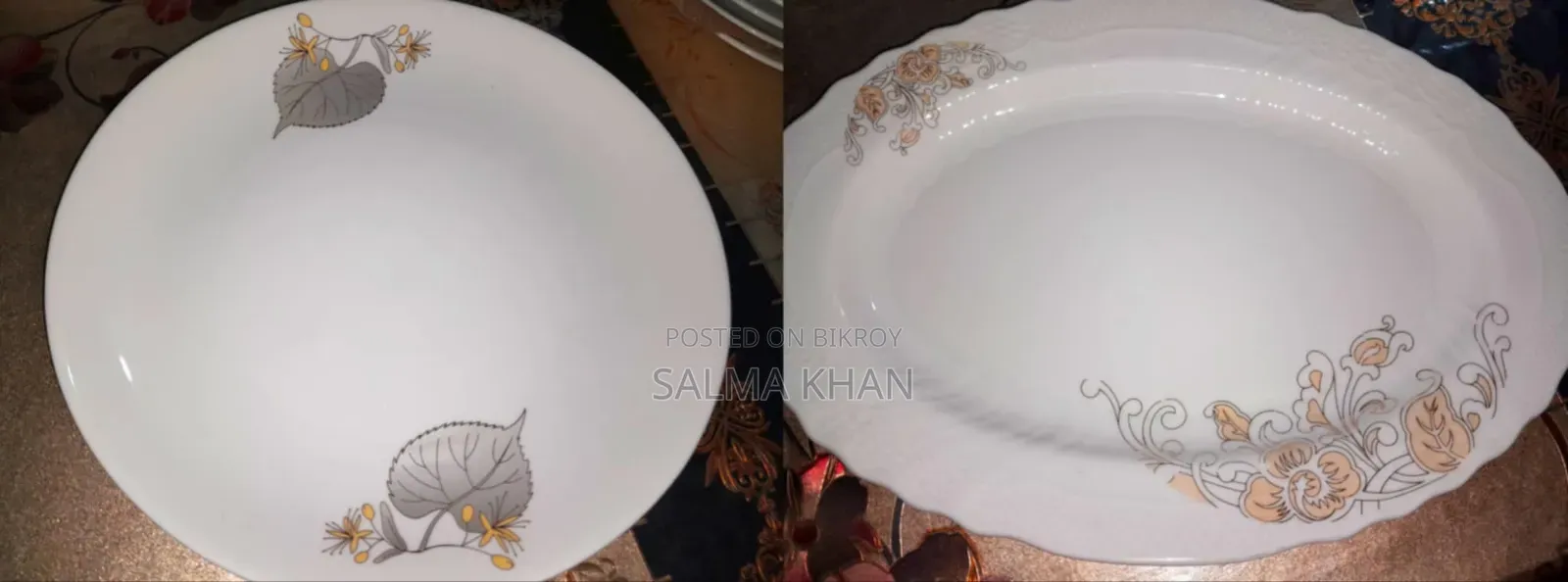 ছয়টা ফুল প্লেট ছয়টা হাফ প্লেট পাঁচটা সুপার বাটি পাঁচটা কাপ