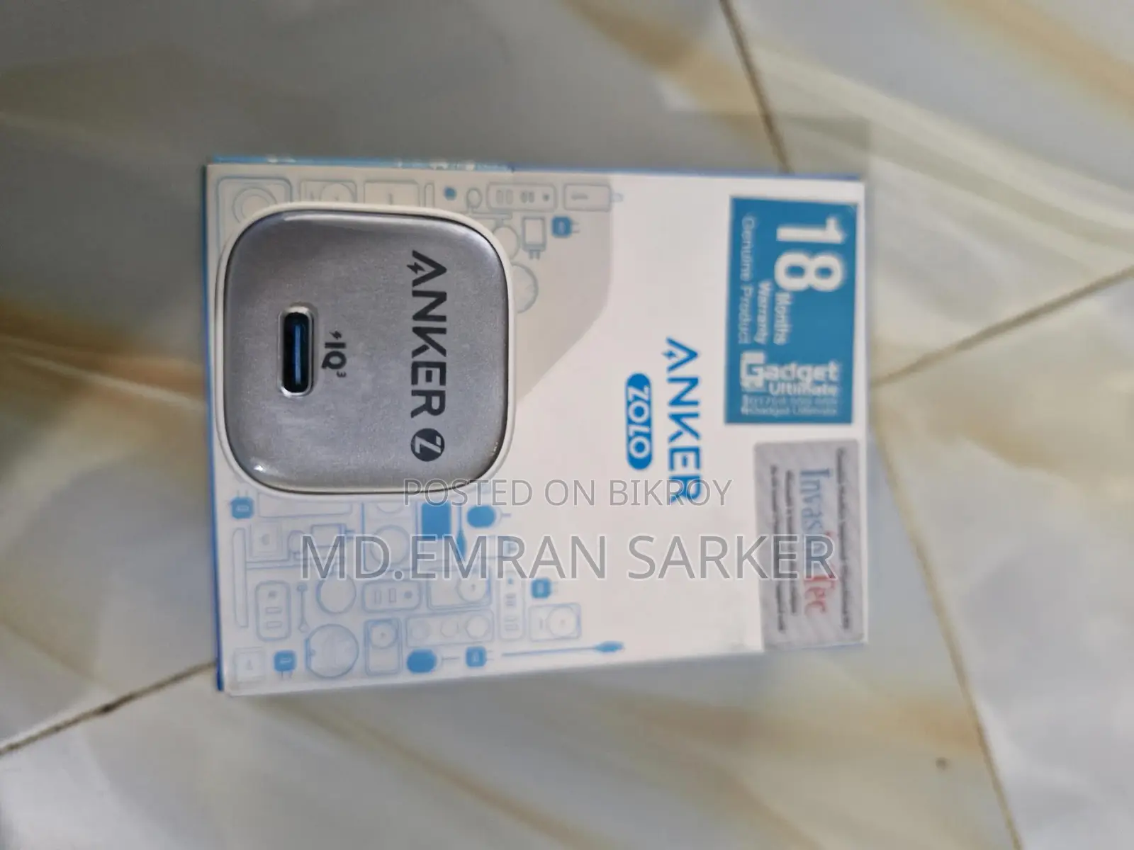 Anker Zolo 20w Iq Pd Type-C Charger Adapter