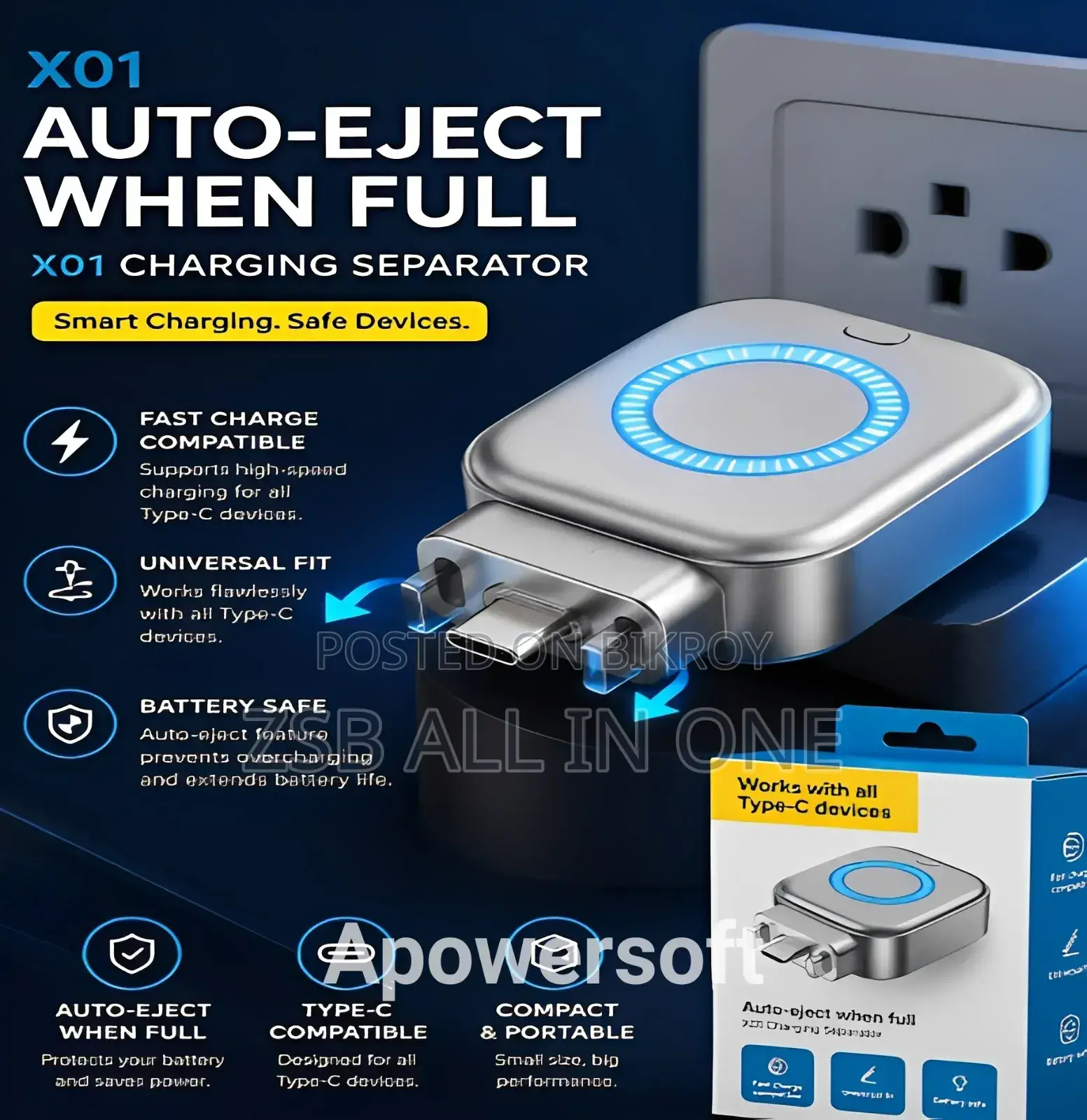 Fast charging automatically disconnects when fully charged