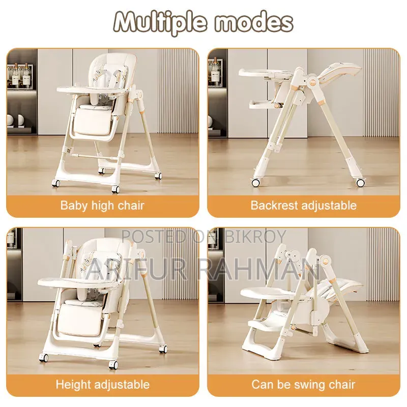 Baby Feeding High Chair | Adjustable Stroller, Rocking Stainless Steel